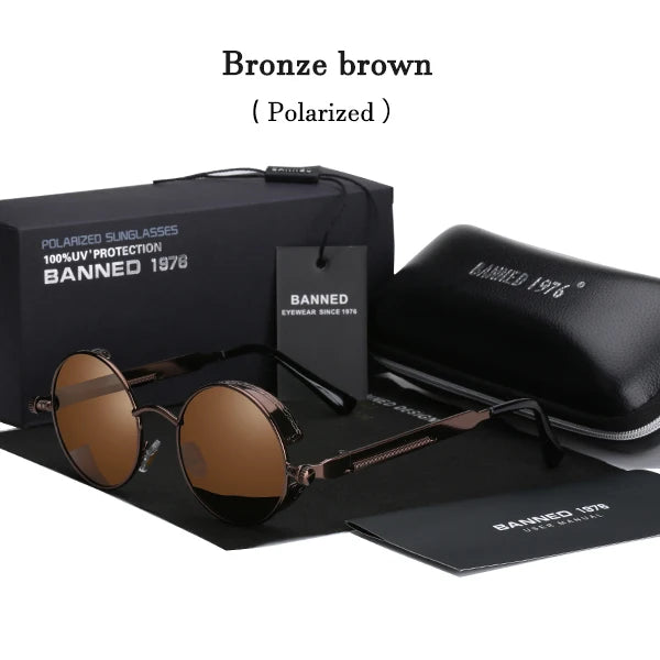 2022 HD Polarized Round Metal Sunglasses UV400 Men's Sun glasses Feminin Women's Vintage Gafas De Sol Metal Goggles With box bronze original box