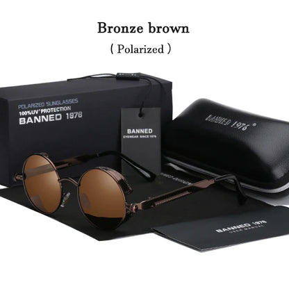 2022 HD Polarized Round Metal Sunglasses UV400 Men's Sun glasses Feminin Women's Vintage Gafas De Sol Metal Goggles With box bronze original box