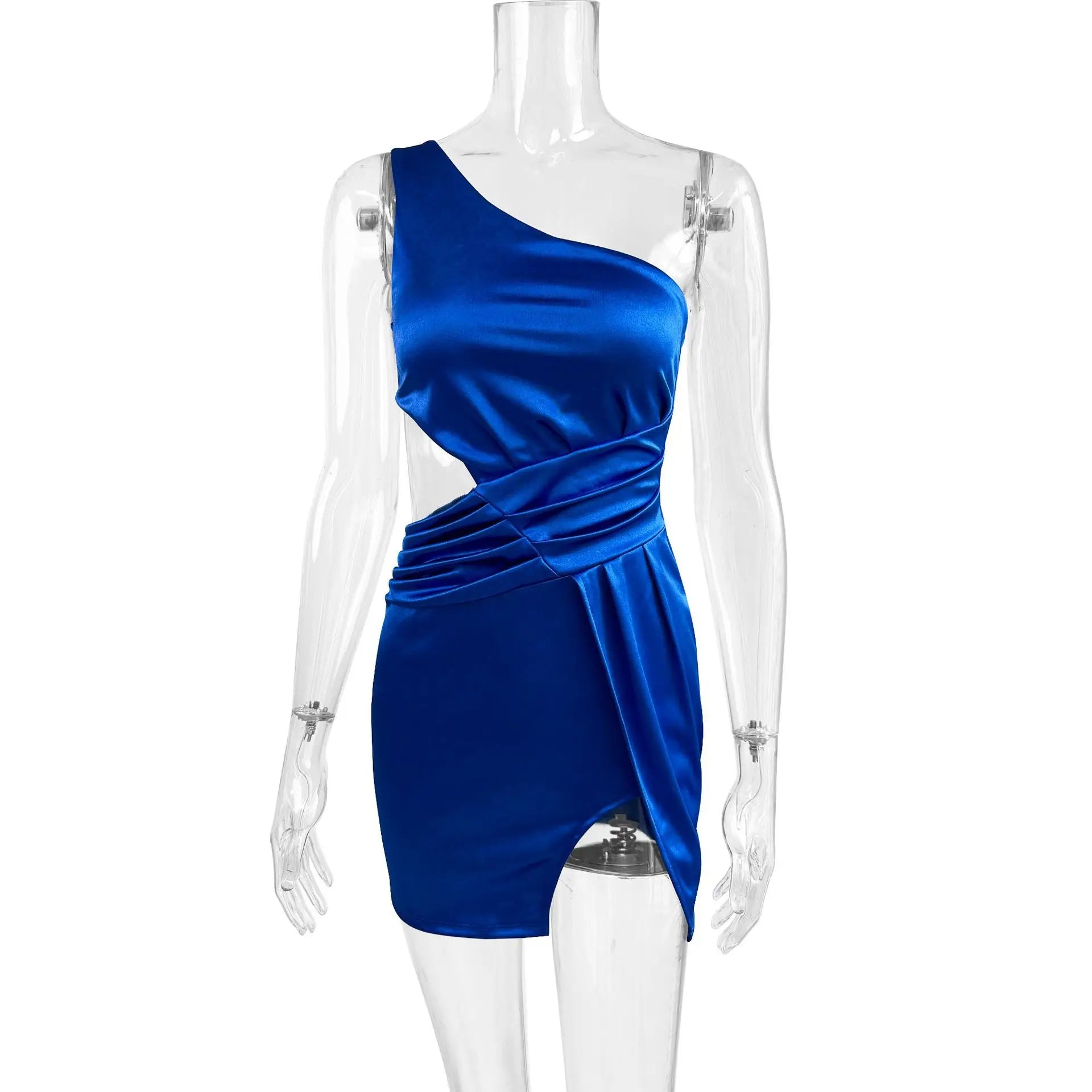 Sexy One-shoulder Club Dress Ladies 2025 Summer Solid Hollow Bodycon Dress Women Party Tight Mini Dresses Clubwear