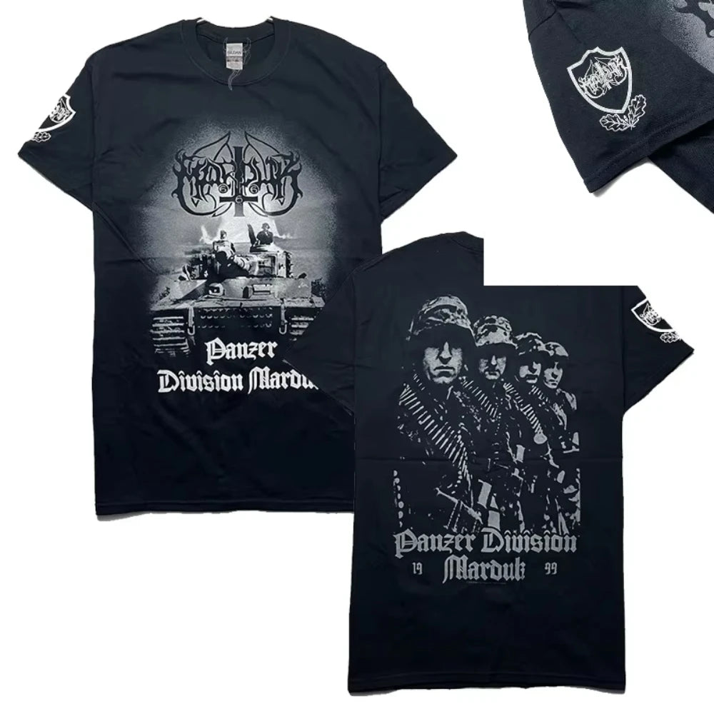 MARDUK Panzer1999 Black Metal Band Casual Sporty Light-Luxury Men's T-Shirts Men's and Women's Short Sleeves & Couple Styles 1