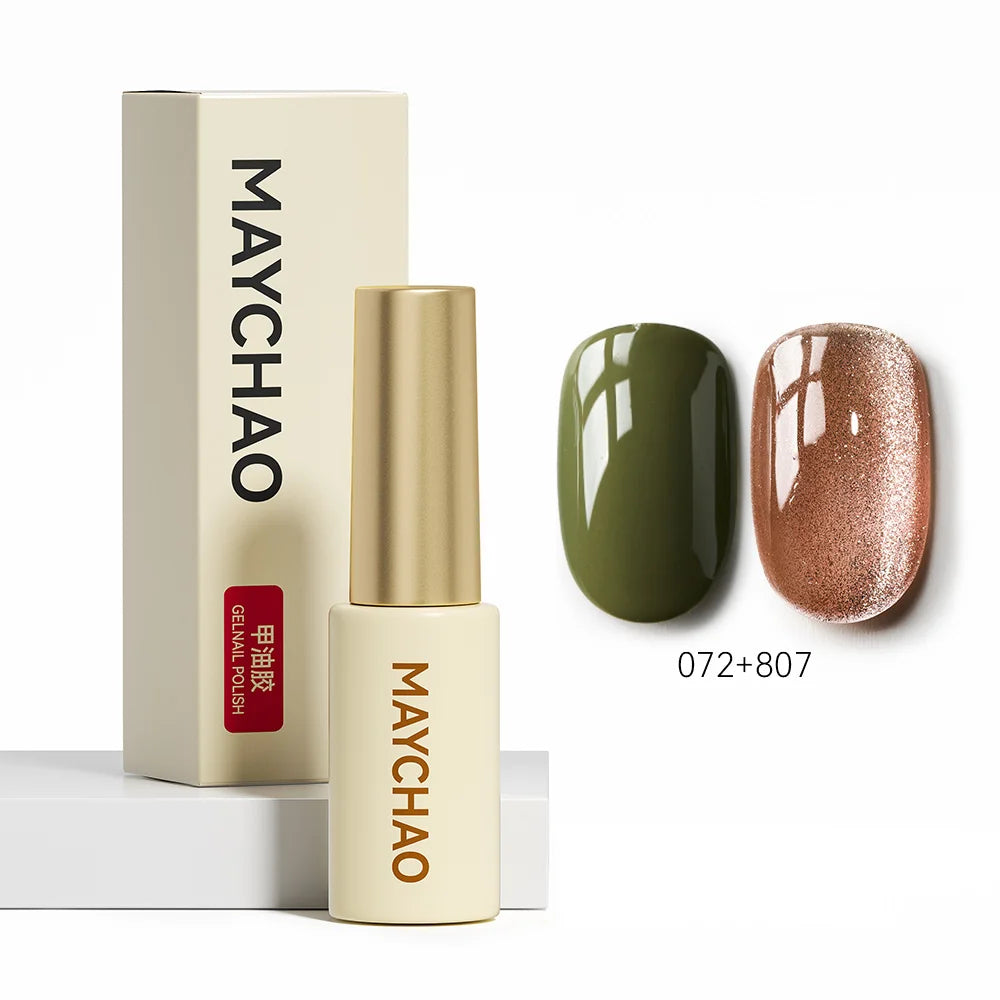 MAYCHAO 5ML Gel Nail Polish 9D Laser Diamond Glitter Cat Eye Gel Semi-Permanent Soak Off UV LED Gel Nail Manicure Tools Nail Art 072And807