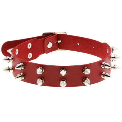 Punk Red Choker Necklace PU Leather Sexy Spiked Neck Strap Clavicle Collar Men Necklaces Hollween Women Y2K Jeweley Gift red 4