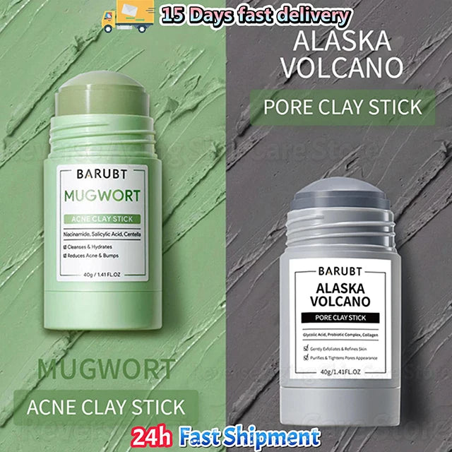 Alaska Volcano Mask Mugwort Cleansing Mask Stick Shrink Pores Acne Deep Blackhead Remover Facial Cleansing Moisturizing Mask 40g 2pcs-SET1