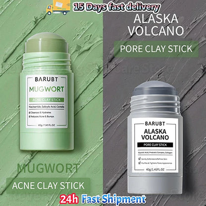 Alaska Volcano Mask Mugwort Cleansing Mask Stick Shrink Pores Acne Deep Blackhead Remover Facial Cleansing Moisturizing Mask 40g 2pcs-SET1