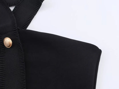 HH Women 2-Piece Set Elasticity Neck Halter Button Design Sleeveless Backless Sexy Top+Casual Elastic Waist Slim Long Pant Badiee Stylez