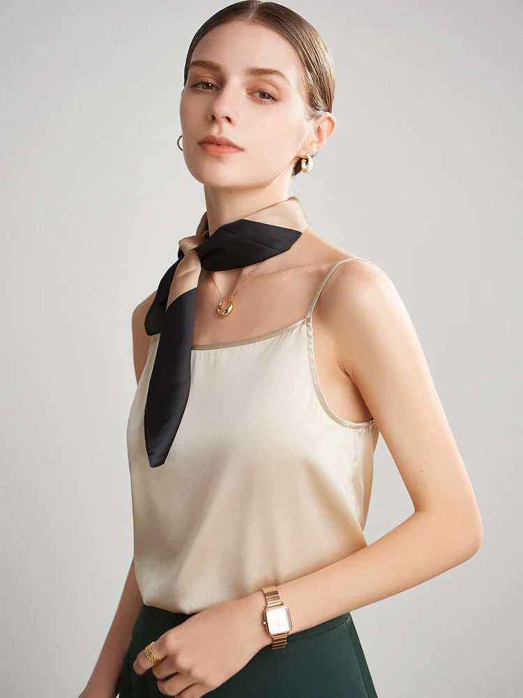 SuyaDream, Women 100%Real Silk Camisoles, 19MM, Solid Cozy Camis, 2024 Spring Summer Basic T shirts, White, Pink, Beige