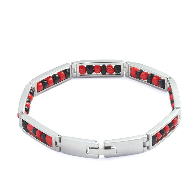 Wholesale New Arrival Stainless Steel Jewelry Green and Yellow Color Orula Elegua Bracelet Mix Beads Unisex Bangle For Women Men Badiee Stylez