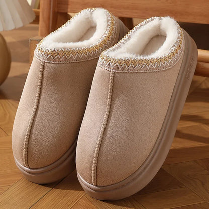 New Fashion Fluffy Platform Slippers for Women 2025 Winter Plush Warm Cotton Shoes Woman Comfort Non Slip Unisex Home Slippers Badiee Stylez