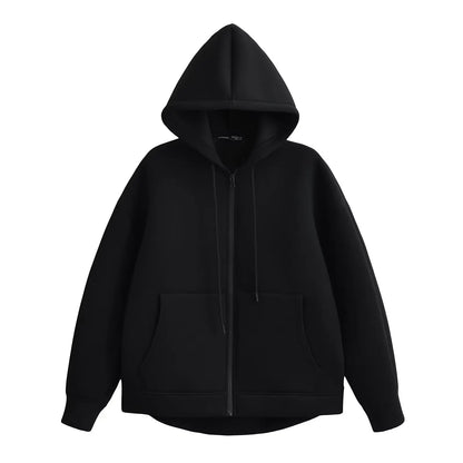 MUJER Zip up Hoodies Women Autumn Hooded Sweatshirt Woman Long Sleeve Oversized Women's Sweatshirts Zip Hoodie Women Jackets black