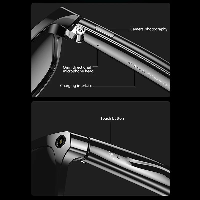 Xiaom 8K HD Smart Glasses Chat GPT 100MP Camera Bluetooth Call 260Mah Battery Voice Assistant Control Smart Glasses for Men Badiee Stylez