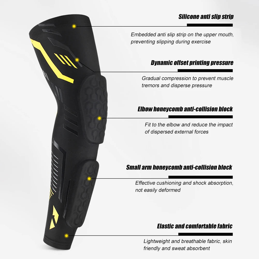 Anti-collision Arm Sleeve Protective Compression with Elbow Honeycomb Pad for Youth & Adult Sport Basketball Football Volleyball