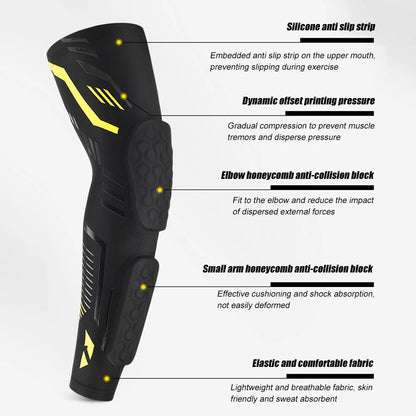 Anti-collision Arm Sleeve Protective Compression with Elbow Honeycomb Pad for Youth & Adult Sport Basketball Football Volleyball