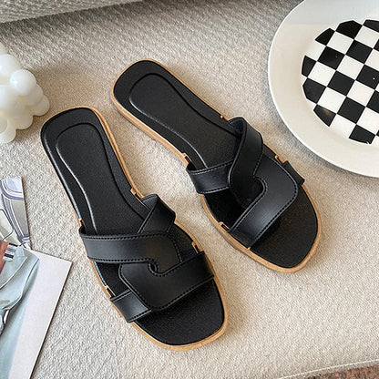 Women's Summer Slides Sandals - Cross Band Design, Ultra Soft Anti-Slip Sole, Lightweight House Slippers for Women, Beach Walkin