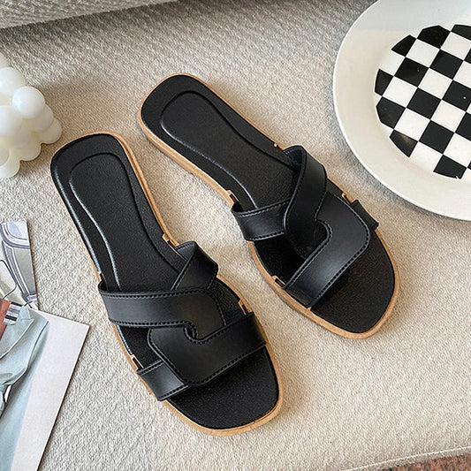 Women's Summer Slides Sandals - Cross Band Design, Ultra Soft Anti-Slip Sole, Lightweight House Slippers for Women, Beach Walkin