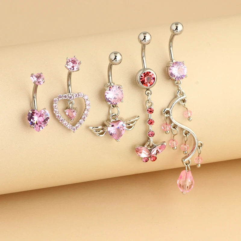 5PCS Cute Dangle Belly Ring Pack 14G Navel Piercing Bulk Sexy Belly Ring Set Belly Button Ring Lot Pircing Ombligo Jewelry style10