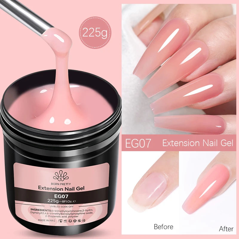 BORN PRETTY 250g Translucent Jelly Red Nude Gel Nail Polish Winter Autumn Manicure Soak Off UV LED Nail Art Gel Christmas Red 225g Extension07