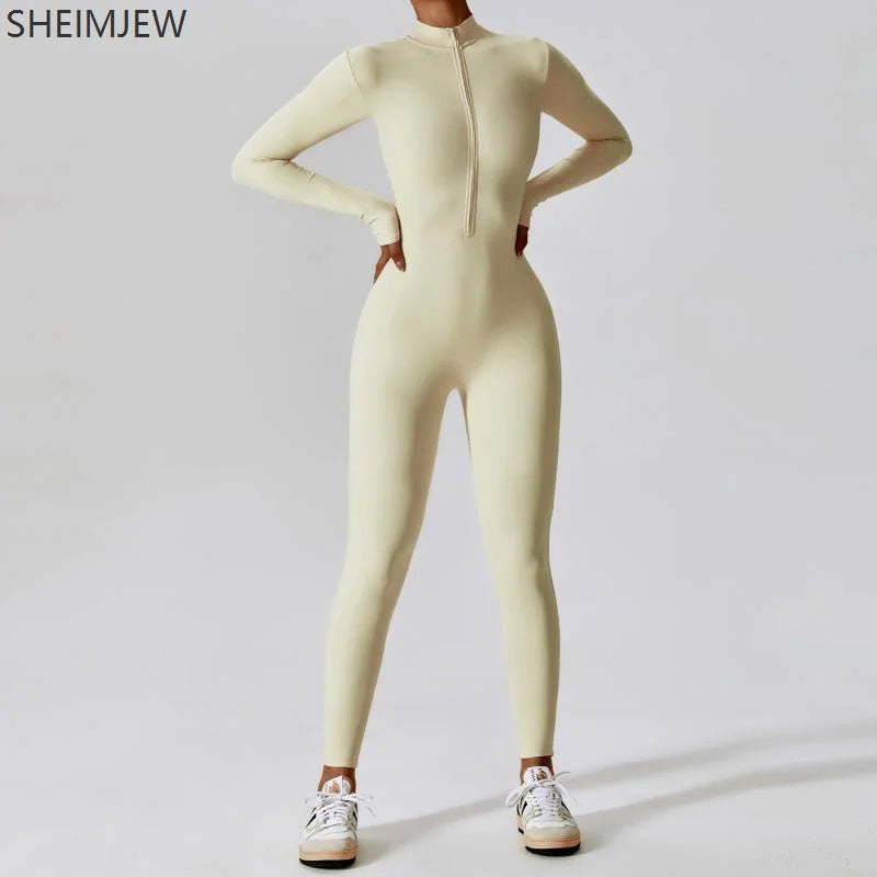 One-piece Sports Training Jumpsuit Women's Long Sleeve Tight Hip-highlighting Bodysuit Gym Clothing Sexy Dance Exercise Tights Badiee Stylez