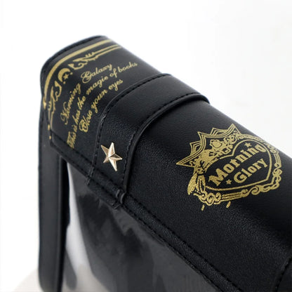 Kawaii Star Moon Badge Display Shoulder Bag Magic Book Design Transparent Window Women Messenger Bag PU Girls Ita-bag Lolita