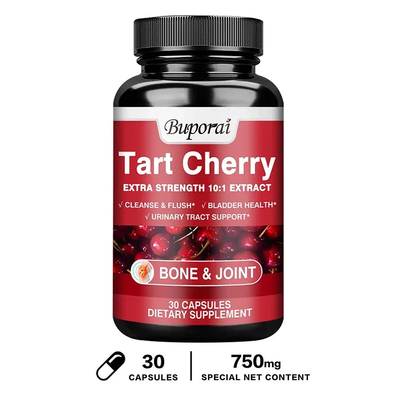 Tart Cherry Capsules - Uric Acid Cleansing, Joint Health, Promotes Muscle Recovery, Antioxidant 30 Capsules