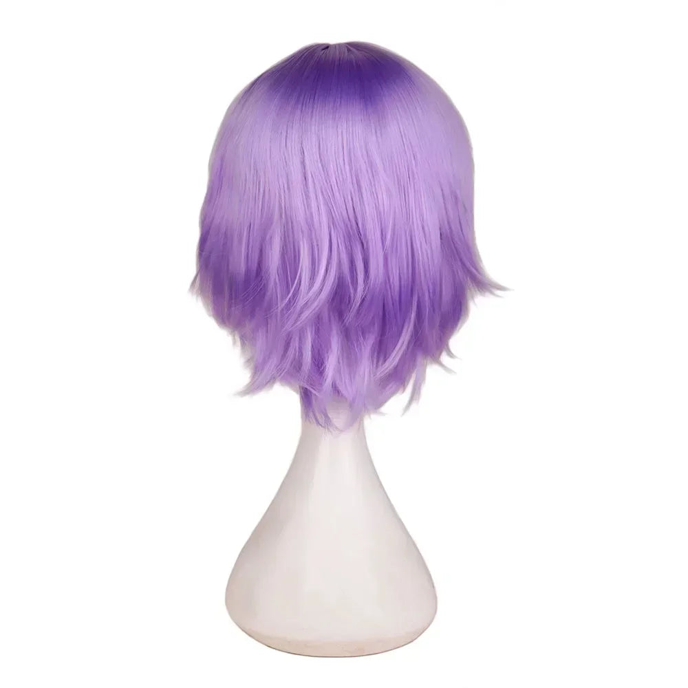 Universal Short Cosplay Wig Silver Red Pink Blonde Grass Green Black Straight Men's Wig for Halloween Cosplay Costume Party