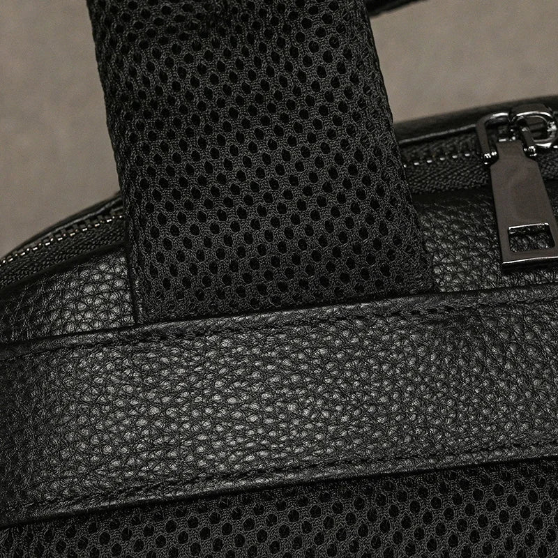 Hot Sale 15.6" Men Laptop Backpack Genuine Leather Waterproof Backpack Fashion Travel Bags School Bag Leather Bookbag Daypack