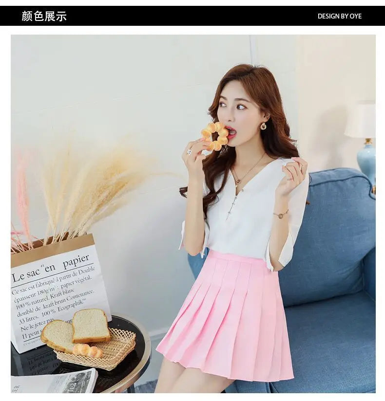 Mini Skirts Womens 2024 Summer Japanese School Pleated Skirts High Waist Kawaii Cute Pink Plaid Skirt Uniform Harajuku Jupe