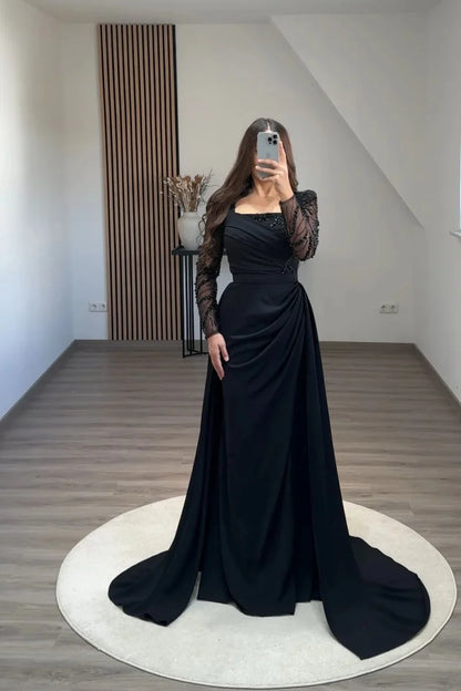 Annie Black Wedding Dress Elegant Lady Luxury Prom Dresses Sequin Embroidered Mermaid Formal Occasions فساتين سهرة Customized Badiee Stylez