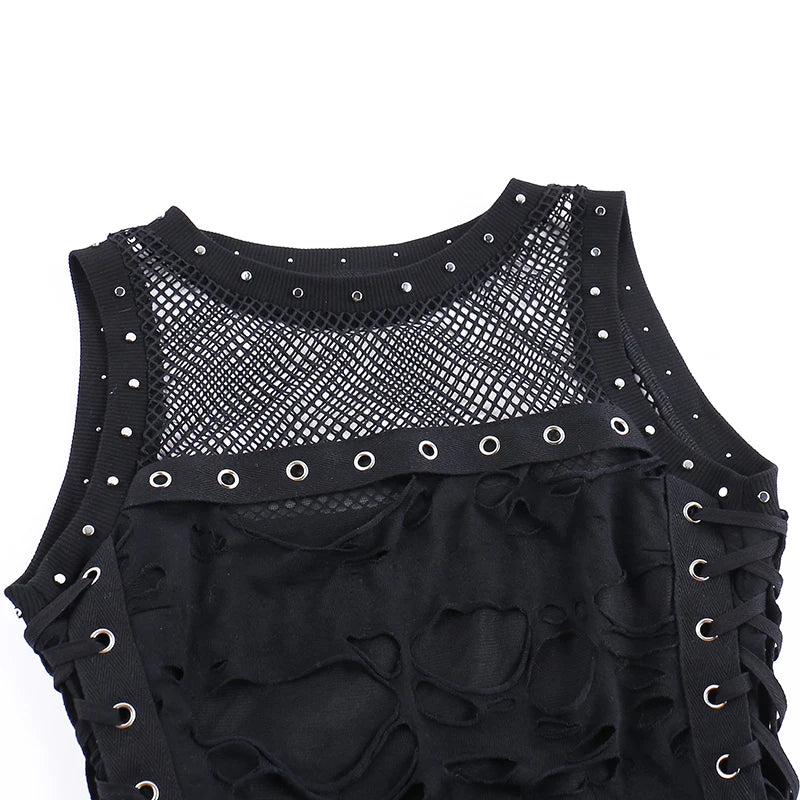 Goth Sexy Lace Corset Crop Tops Camis Y2K Harajuku Aesthetic Black Red Cross Basic Tank Top Summer Women Grunge Emo Streetwear