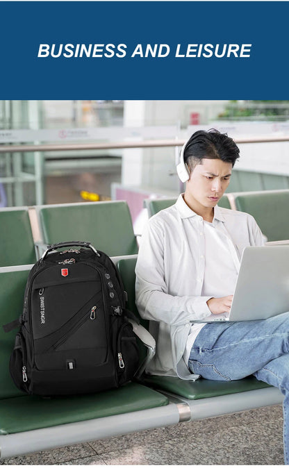 Waterproof 15.6/17.3 Inch Laptop Backpack Men USB Charging Swiss Backpack Travel Women Rucksack Male Vintage School Bag Mochila