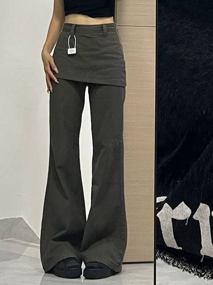 Botvotee Fake Two-Piece Plus size Wide Leg Jeans for Women 2025 New Y2k Fashion Streetwear High Waisted Flare Denim Pants