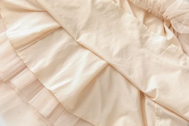 IEQJ Fashion Pink Embroidered Sequins Dress Women's Round Neck Ruffles Half Sleeves Ankle-length Dresses New 3A132 Badiee Stylez