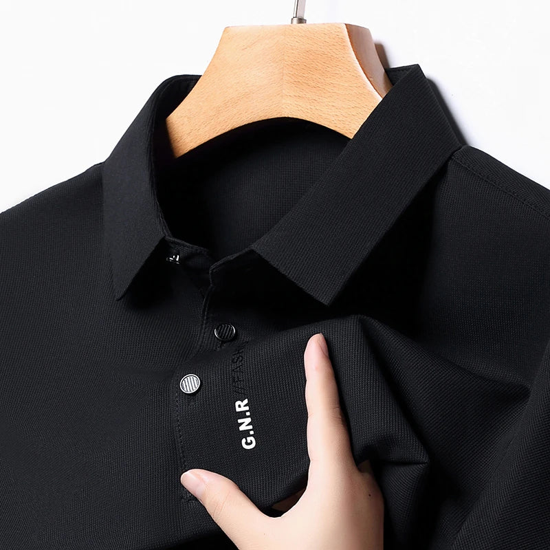 Men's Polo Shirt - Breathable & Comfortable Solid Color Top for Casual Business Style