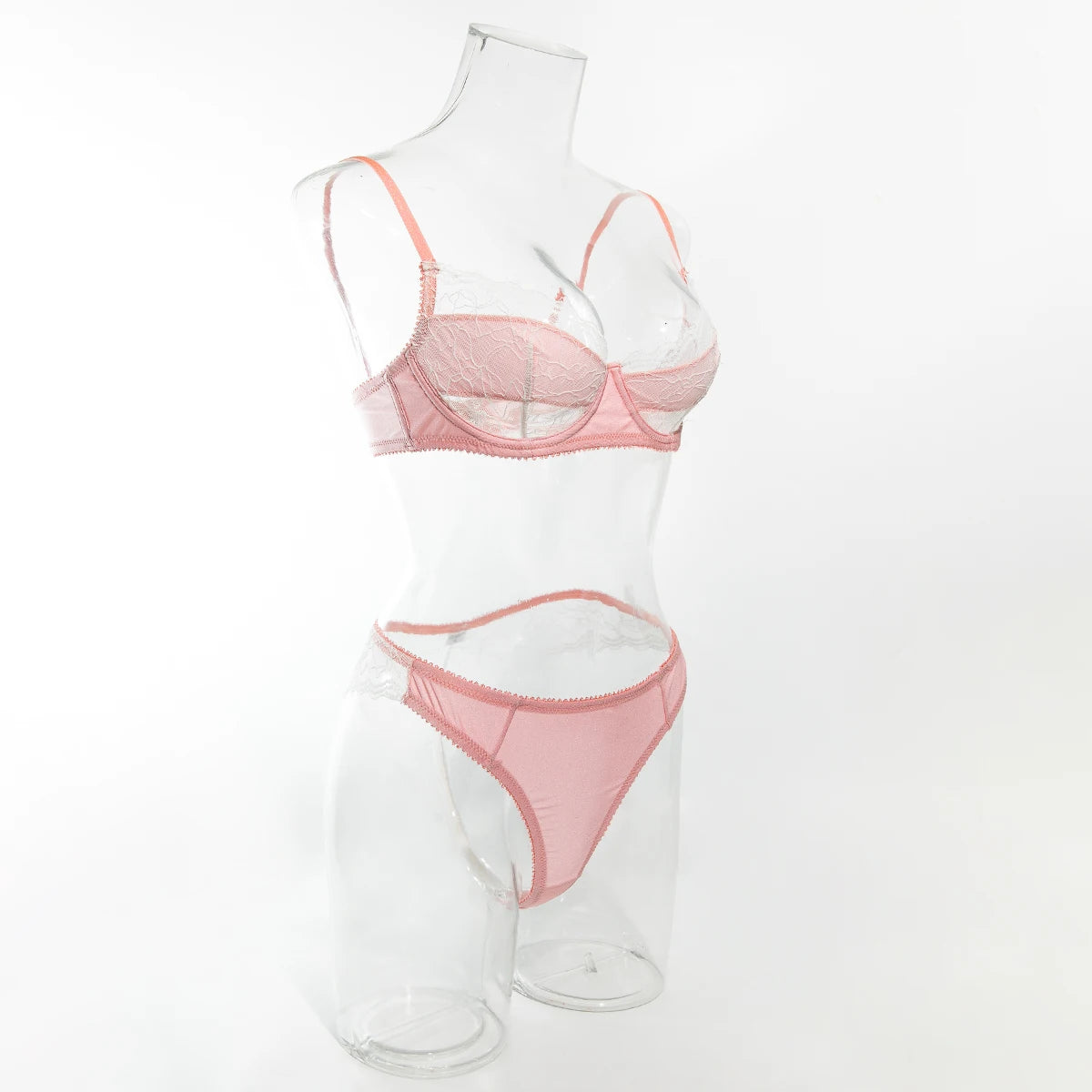 French Satin Lace Bra And Thong Set Sexy Ultrathint Lace Patchwork Lingerie Two Picec Sets Fancy Erotic Intimate Underwear Suit