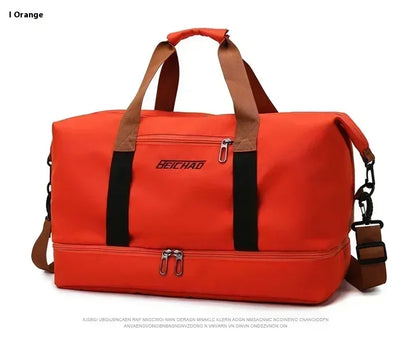 Large Capacity Travel Gym Bag Short-distance Luggage Portable Fitness Bags Shoulder Crossbody Handbags Men's Sports Waterproof B Tangerine