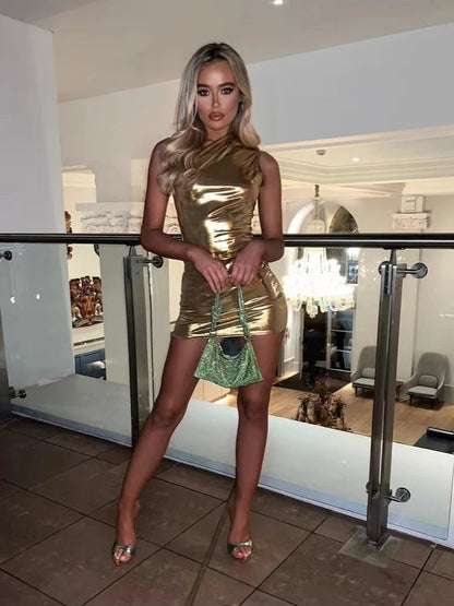 Sexy One Shoulder Bodycon Dresses For Women Solid Irregular Skinny Mini Dress Female Party Nightclub Buttocks Short Gown vestido Badiee Stylez