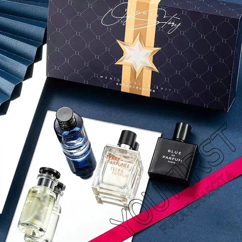 Luxury Brand Perfume Men Cologne Parfums Homme Gift Box 4Pcs Set 100ml Perfumes Masculinos Natural Floral Fruity Scent Spray - Badiee Stylez