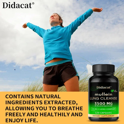 Mullein Leaf Extract Supplement Vitamin C Mineral Lung Cleansing Immune System Support 120 Capsules Health Supplement