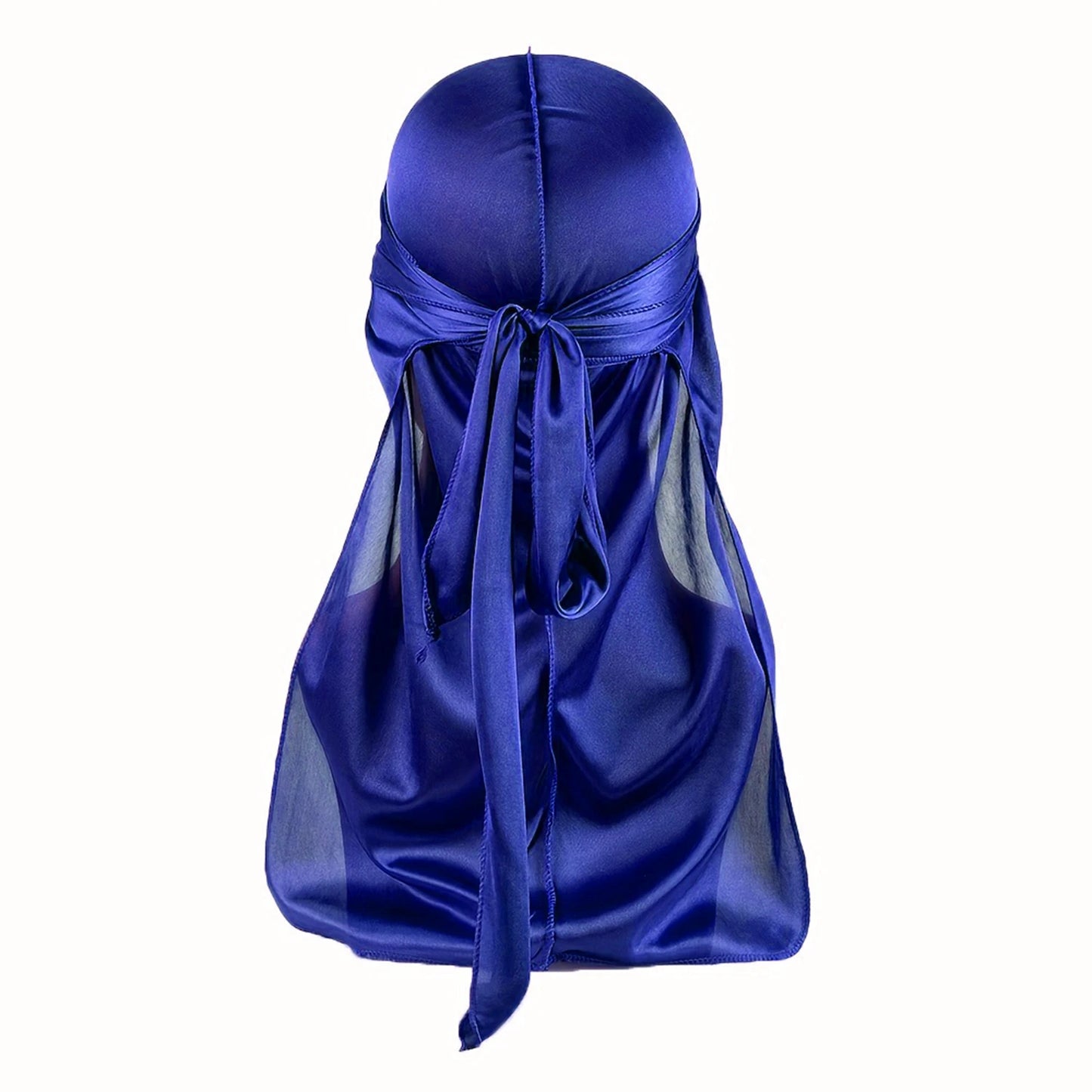 Men's Silk Durag Bonnet Bandana Silky Du Rag Doo Rag Long Tail Waves Cap One Size ROYAL Blue
