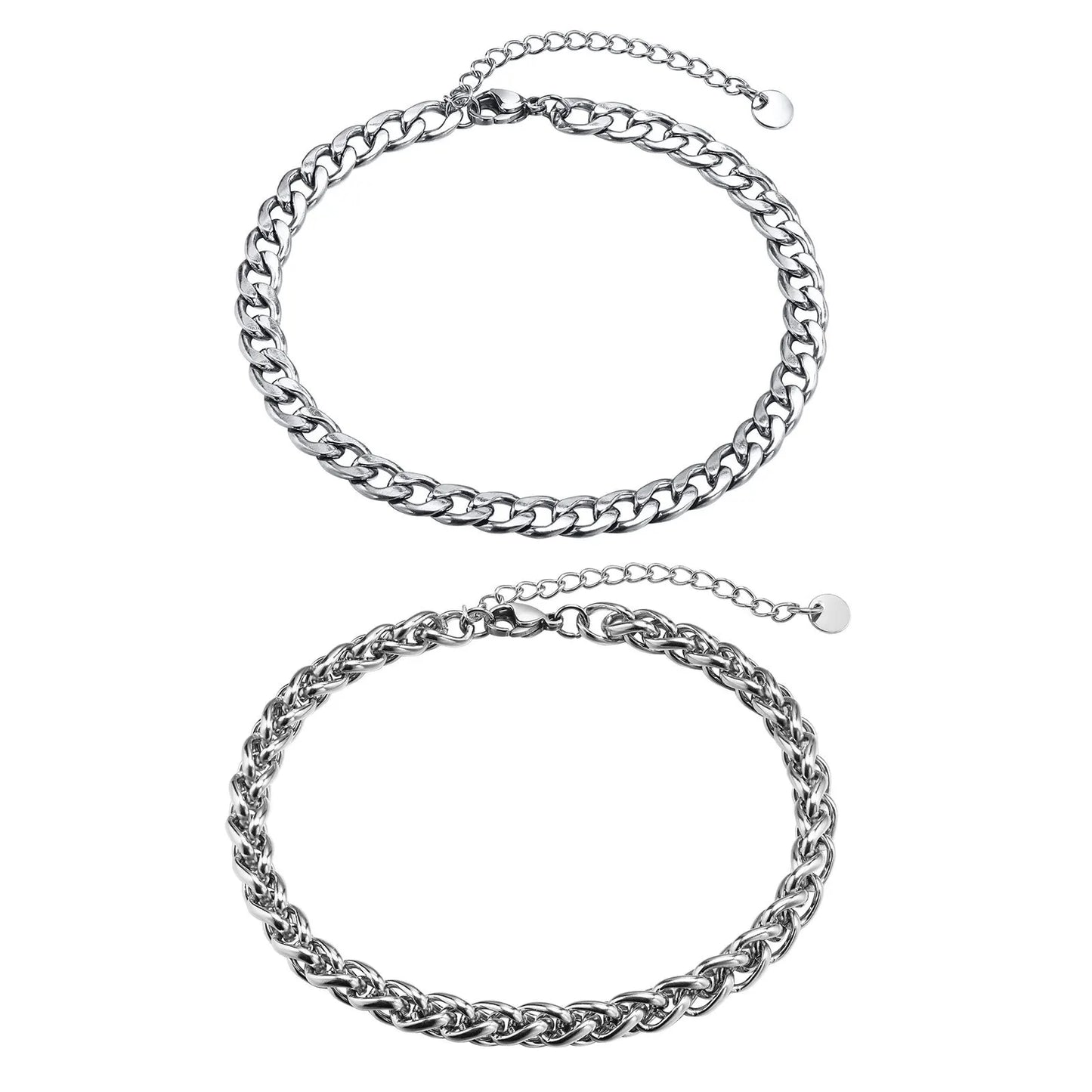 Waterproof Stainless Steel Cuban Wheat Chain Anklet Bracelets for Men, Summer Holiday Beach Foot Gifts Jewelry,Length Adjustable Badiee Stylez