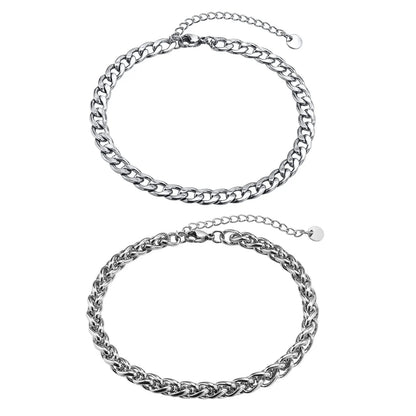 Waterproof Stainless Steel Cuban Wheat Chain Anklet Bracelets for Men, Summer Holiday Beach Foot Gifts Jewelry,Length Adjustable Badiee Stylez