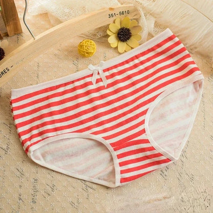 Kawaii Lolita Girls Japanese Anime Style Cosplay Women Panties Briefs With Bow Underwears Underpants Blue Pink White Stripe Gift Badiee Stylez
