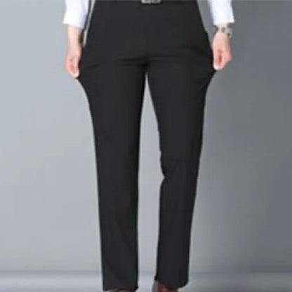 Men's ice silk suit pants Elastic mid-waist baggy trousers Straight business trousers Black CHINA