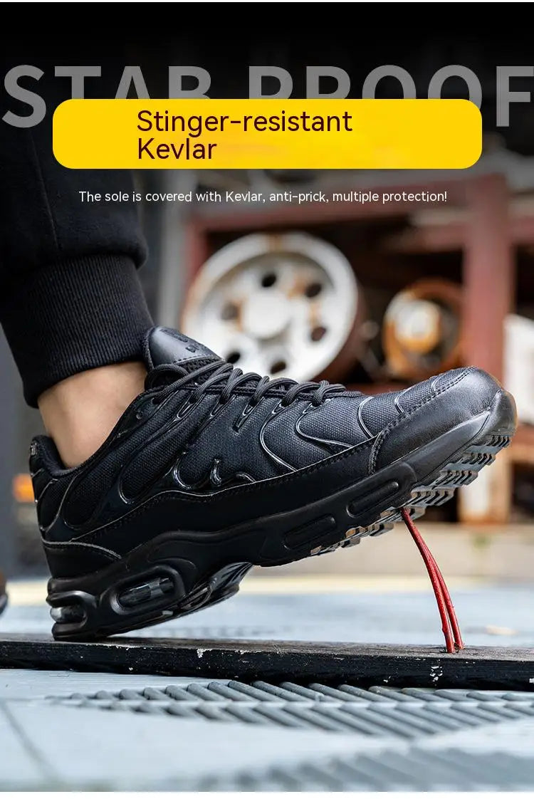 Sport Air Cushion Reflective Work Safety Boots Anti-smash Fashion Safety Shoes Steel Toe Sneaker Man Puncture Proof Work Shoes - Badiee Stylez