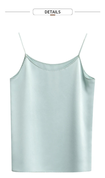 AMII Minimalism Sleeveless Top Women 2024 Summer New Camisole&Vest Office Lady Straight Chiffon Casual Female Clothing 12140330