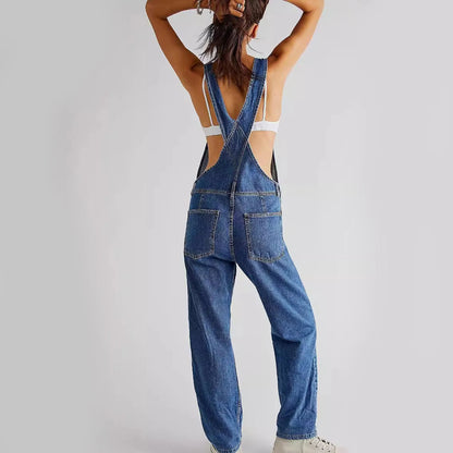 2023 Summer Black Jumpsuit Women Loose Dungarees Overalls Wide Leg Women Long Jumpsuit Ladies Overalls For Women