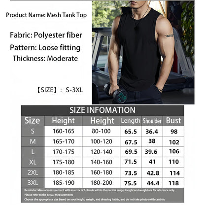 New Men's Gym Tank Top Fitness Training Clothing Quick-drying Loose Bodybuilding Sleeveless Shirt Men Fashion Basketball Vest