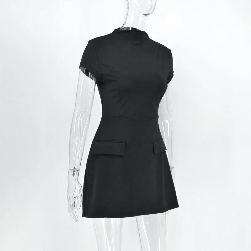 ALTGOTH Emo fashion sexy Mini Dress Women Streetwear Maxi Casual Elegant Party Basic Dresses 2024 New Alt Solid Casual Clubwear