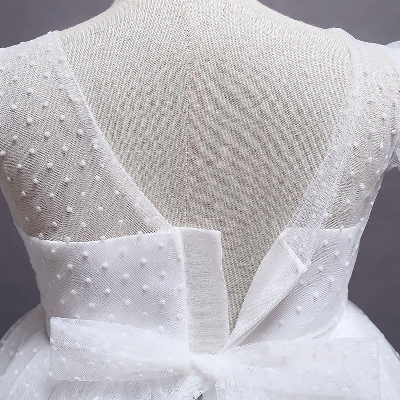 Elegant Girl Fluffy Dress Flower Baby Wedding Ceremony Costume Birthday Outfits White 1st Communion Tutu Gown Kids Gala Clothes