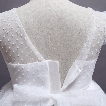 Elegant Girl Fluffy Dress Flower Baby Wedding Ceremony Costume Birthday Outfits White 1st Communion Tutu Gown Kids Gala Clothes