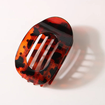 Fashion Oval Flat Hair Clips for Women New Design Leopard Large Flat Round Claw Clip French Concord Hair Clips Hair Accessories 131D-1PCS HBW